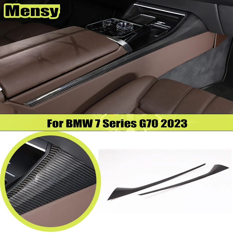 For BMW 7 Series G70 2023 Carbon Fiber Interior Center Console Gear Shift Side Panel Trim Decoration Car Accessories