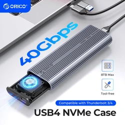 Orico-アルミニウム製の冷却ファンを備えたエンクロージャー,40gbps,m.2 nvme,usb 4,pcie3.0,互換性のあるthunderbolt,3, 4ツール,およびテラバイト,Mac用