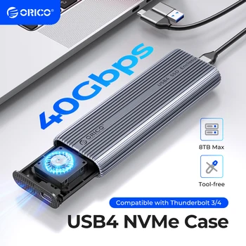 ORICO 40Gbps M.2 NVMe SSD Custodia con ventola di raffreddamento USB4 PCIe3.0 Alluminio compatibile Thunderbolt 3/4 Strumento gratuito 8TB per Mac