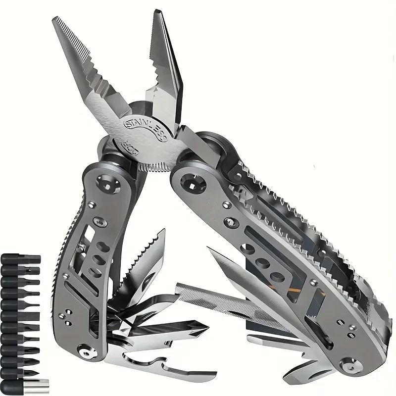 1Pc Multitool 24in1 Mini Tools Knife Pliers And 11 Bits  Multi Tool All In One Multi Function Gear Camping Backpacking Survival