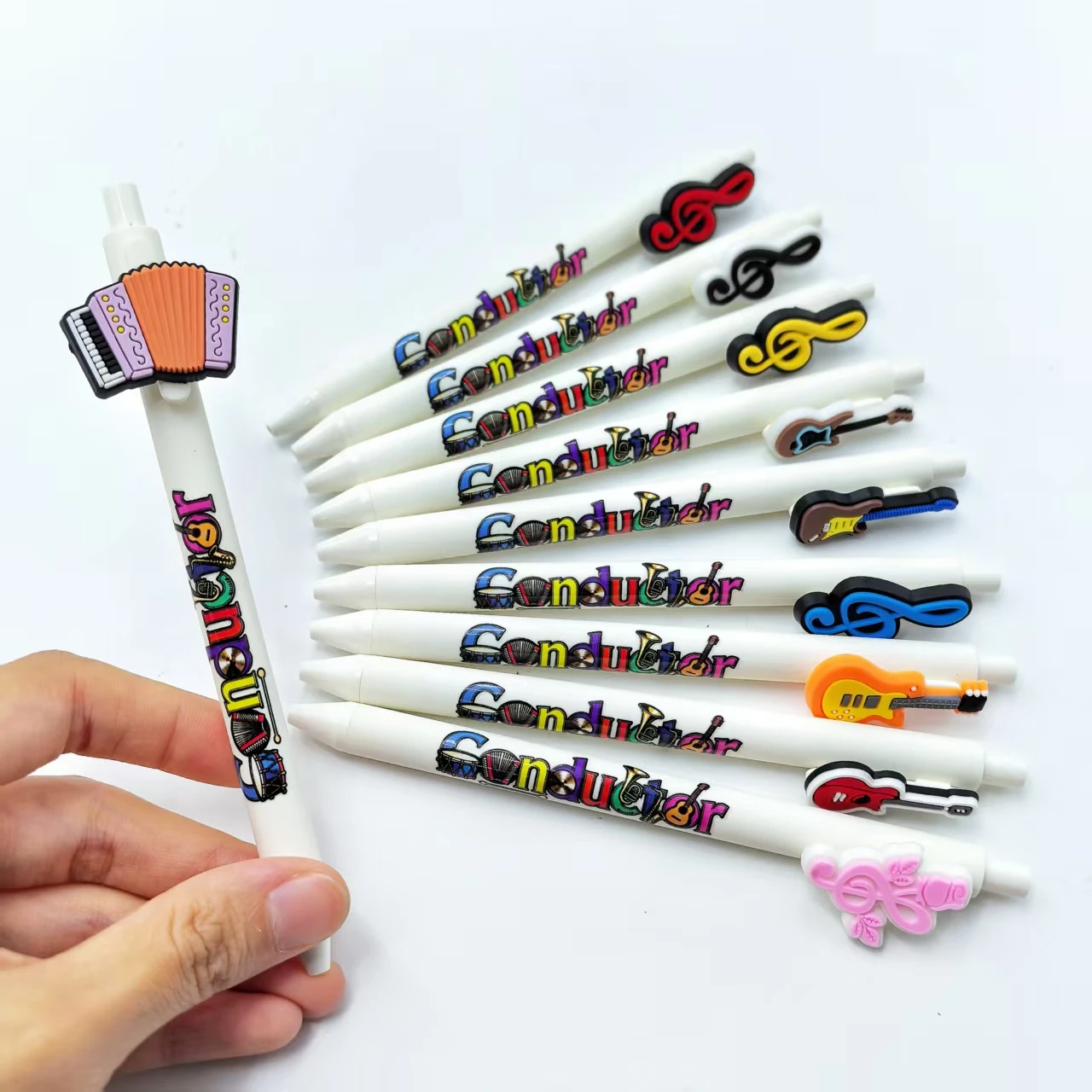 7 قطع/14 قطعة أقلام حبر جاف إبداعية على شكل ملاحظة، أقلام حبر جاف لضغط الموسيقى، أدوات مكتبية للعودة إلى المدرسة #2