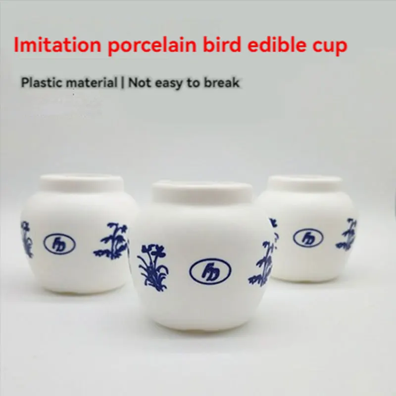 Parrot Food Bowl Pet Bird Drinking Feeding Cup Plastic Imitation Ceramics Feeder Eating Tank Parakeet Lovebird Finches Supplies