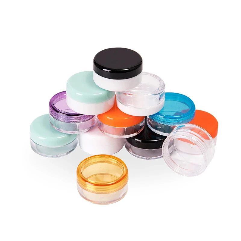 

200pcs 3g Transparent Small Round Cream Bottle Jars Pot Container Empty Cosmetic Plastic Sample Tin Box For Nail Art Storage