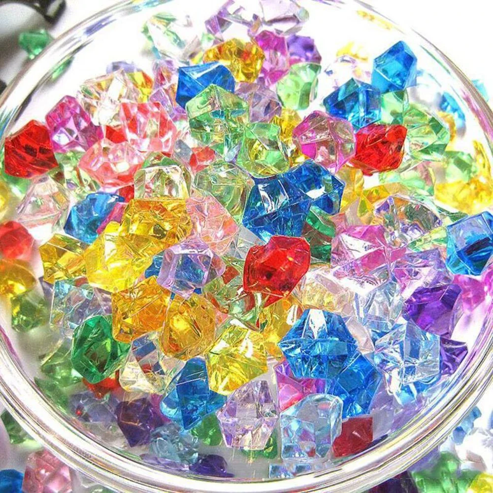 200PCSs Gems Ice Grains Colorful Stones Acrylic Jewels Ice Kids Counter Diamonds DIY Craft Beads Toys Decoration