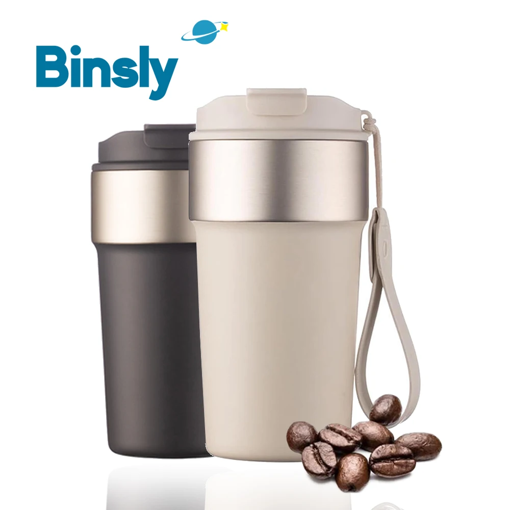

304 Stainless Steel Coffee Cup with Strap Portable Outdoor Vacuum Tumbler Leak-Proof Thermal Coffee Mug Keep Cold and Hot