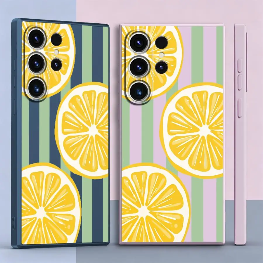Line Art Lemon Case for Samsung Galaxy S26 Note 20 10 Ultra S25 Edge S23 S21 Plus S22 S24 Ultra S20 FE Phone Cover