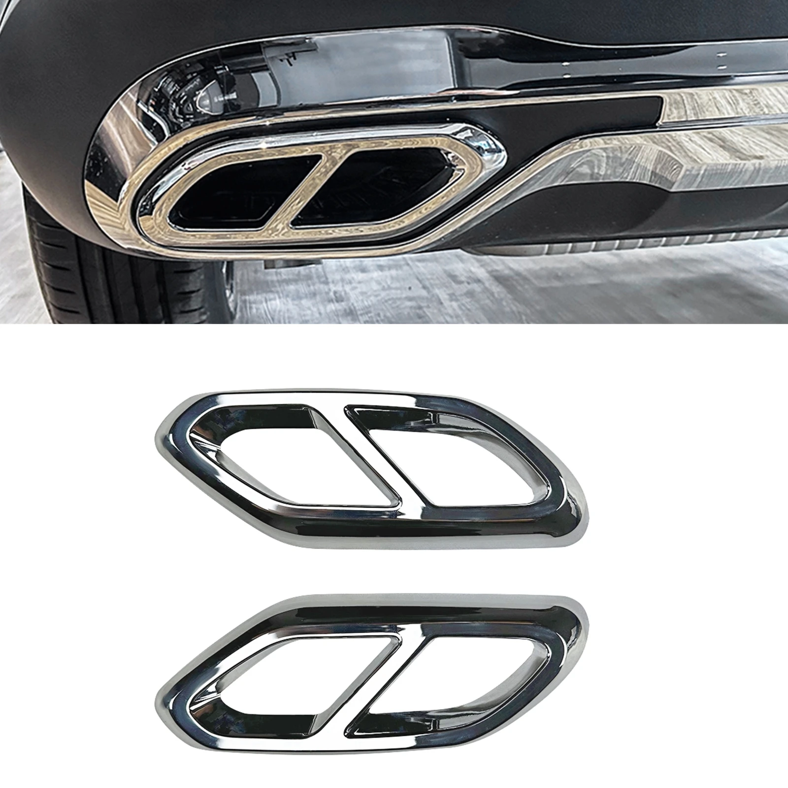 For Mercedes Benz GLC Class X254 2023-UP GLC260 GLC300 AMG Rear Bumper Exhaust Cover Trim Muffler Quad Tip Air Outlet Vent Frame