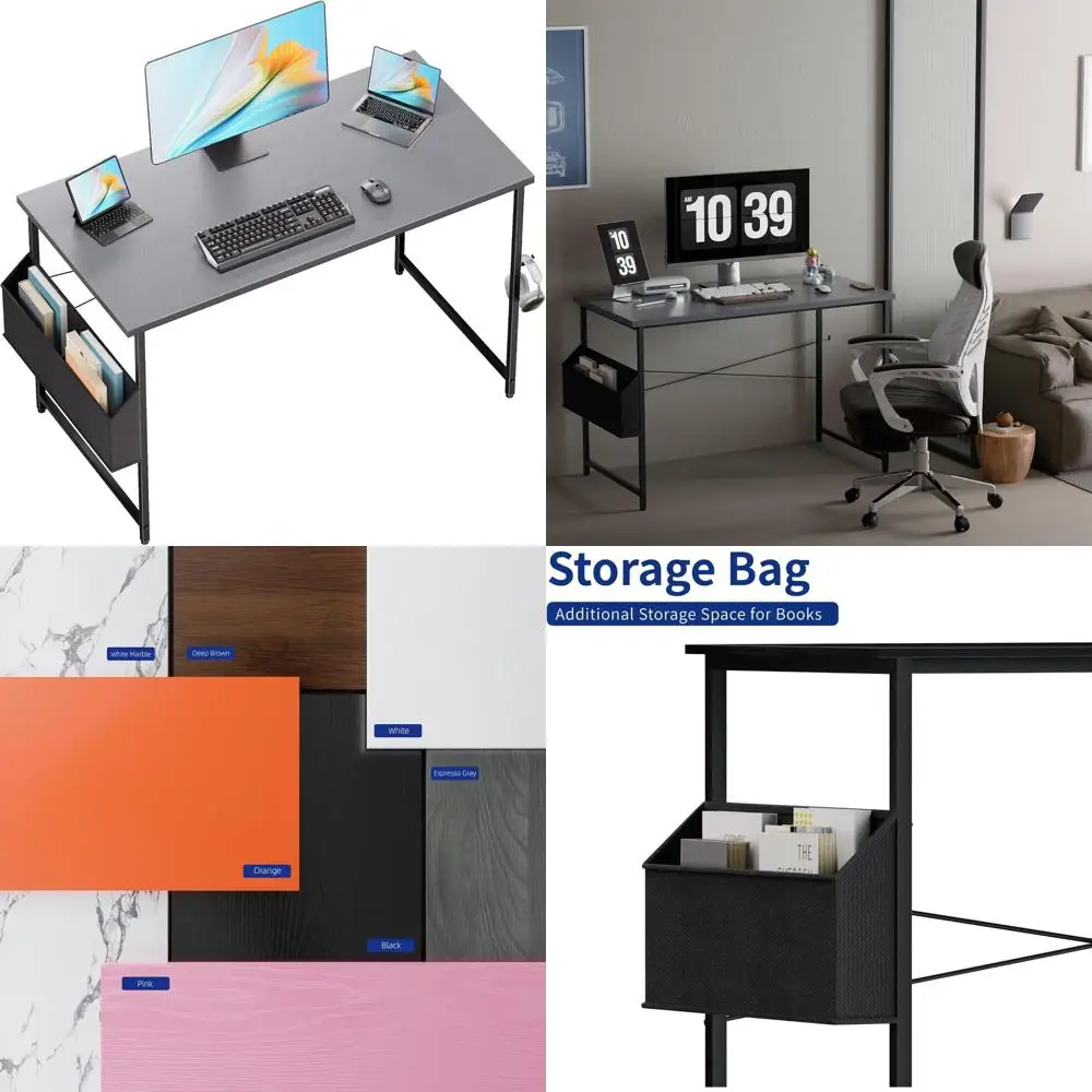 Scrivania compatta 47 con portaoggetti e gancio per cuffie per ufficio domestico e studio