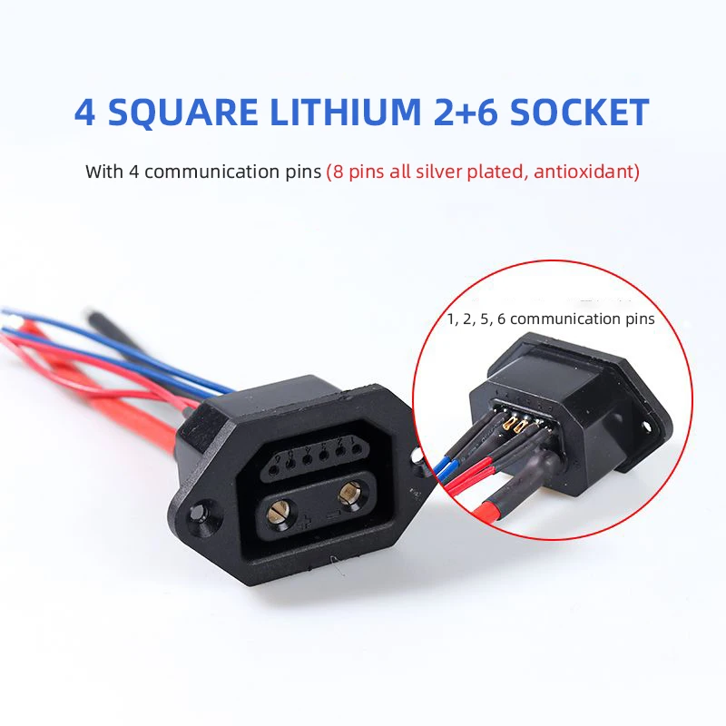 Electric Vehicle Charger Connector Adapter 2+6 E-bike Lithium Battery Charging Interface Replacement Plug Socket with Wire