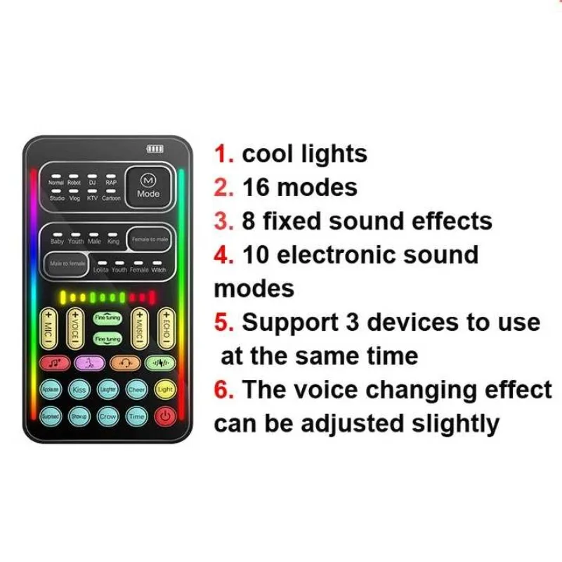 Hot-selling Mobile Phone Game Broadcast Mobile Phone Computer Live Sound Card Sound Portable Voice Changing Device
