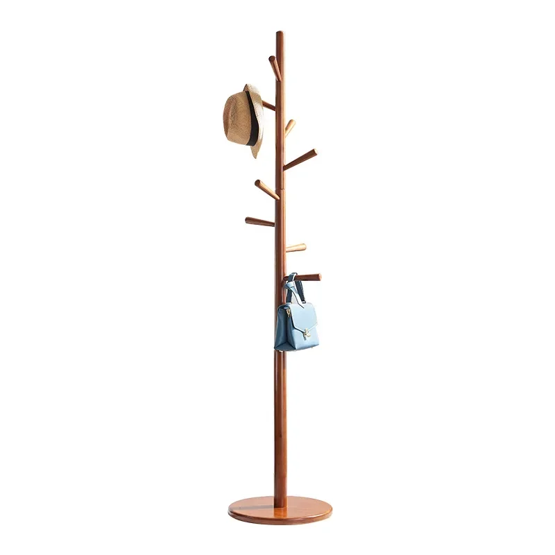 Premium Craftsmanship! Solid Wood Clothes Rack Bedroom Floor Coat Stand with Arc Chamfer Design Stable Storage Solution