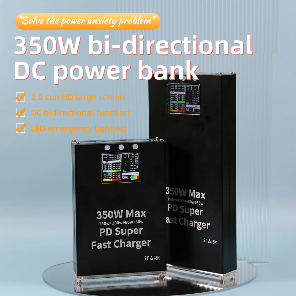 350w banco de potência em dois sentidos pd100w ups ajustável bidirecional dc150w 38400mah 2 polegada ips tela led de alta performance de carregamento rápido