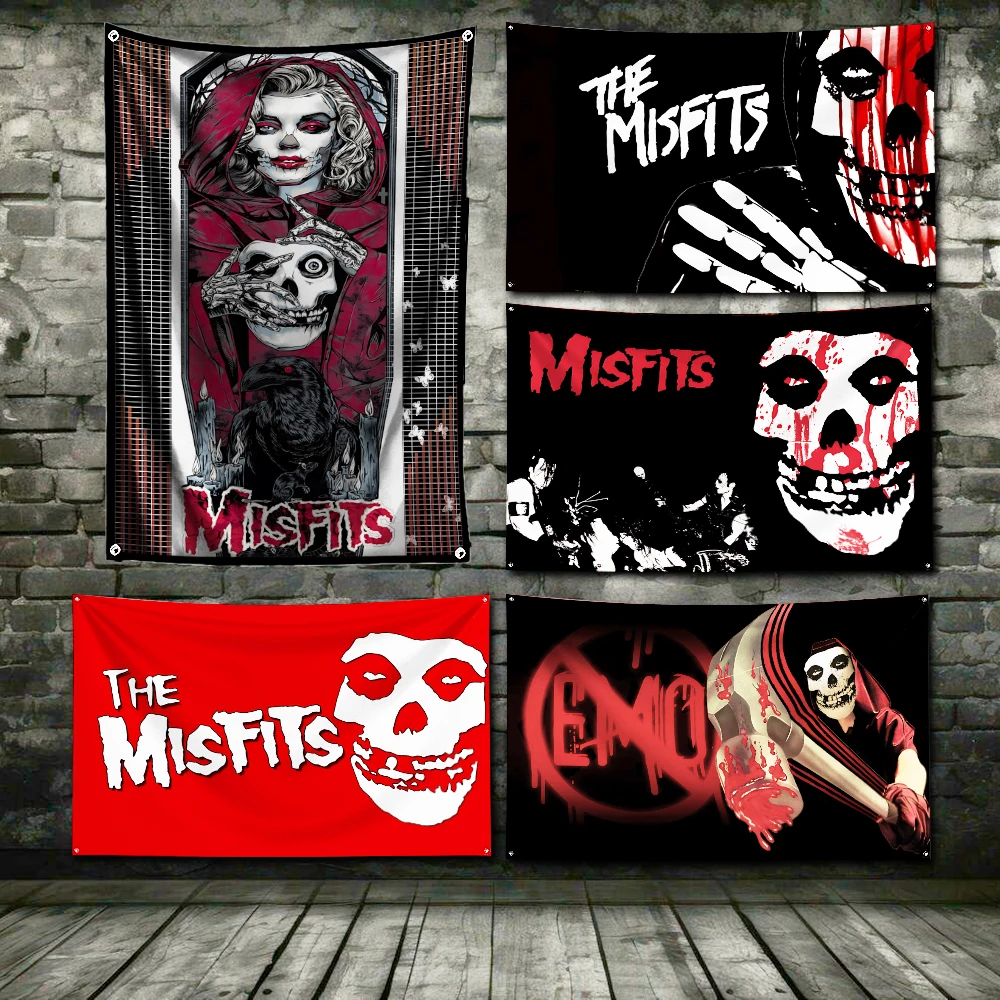 3x5 Ft Rock Band M-misfits Flag Polyester Digital Printing Banner for Garage Wall Art Out Door Decoration With Brass Grommets