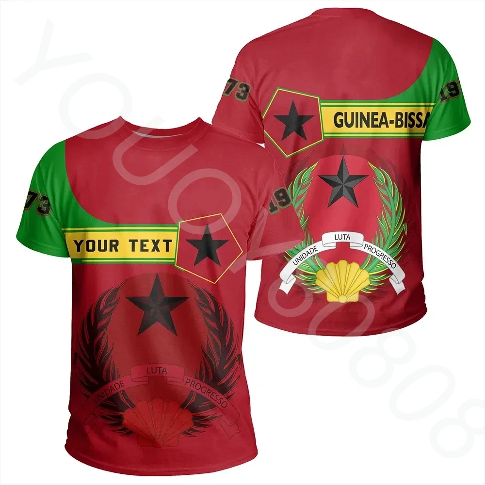 (Custom) Africa Men's Round Neck Short Sleeve Summer T-Shirt 3D Printing - Guinea Bissau Tee Pentagon Style