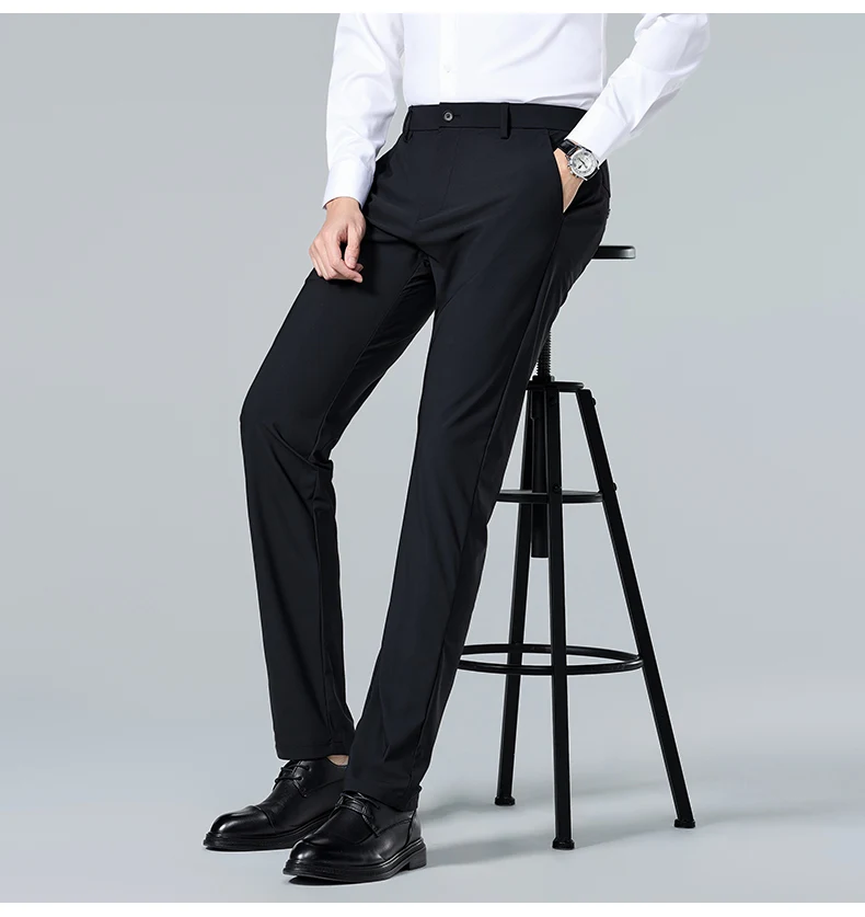 

Stylish Black Dress Pants for Men Comfortable Casual Trousers Four-Season Korean Business Suit Pants Male Stretch Slim-Fit Pants