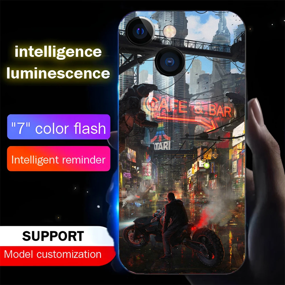 Cyber Sports Car LED Calling Light Flash Phone Case Luminous Cover For Samsung S24 S23 S22 S21 S20 FE Note 10 20 Plus Ultra