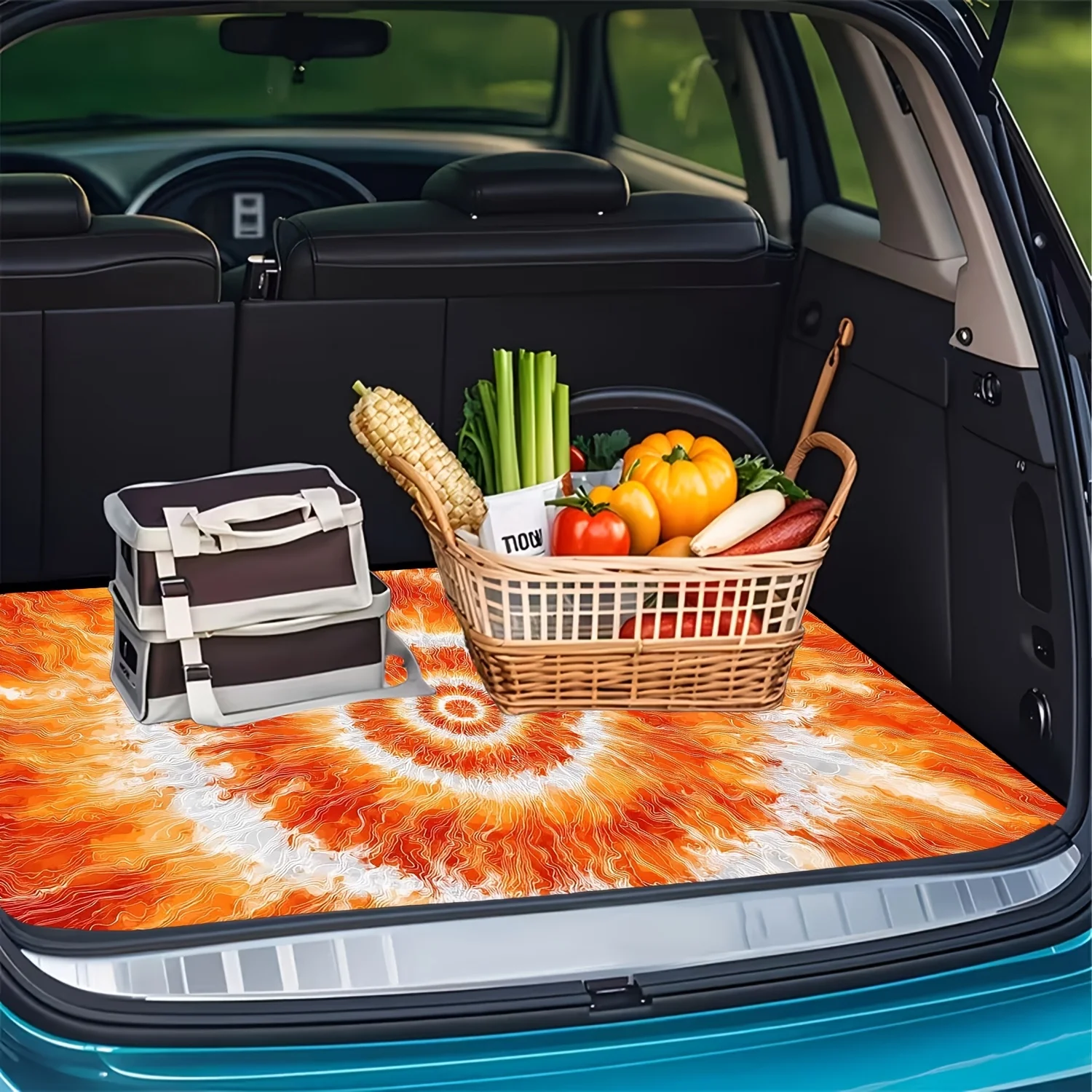 1pc, Abstract Art Style Polyester Fiber Trunk Mat, Spiral Gradient Printed Pattern, A Must-Have For Travel, Compatible With Vari