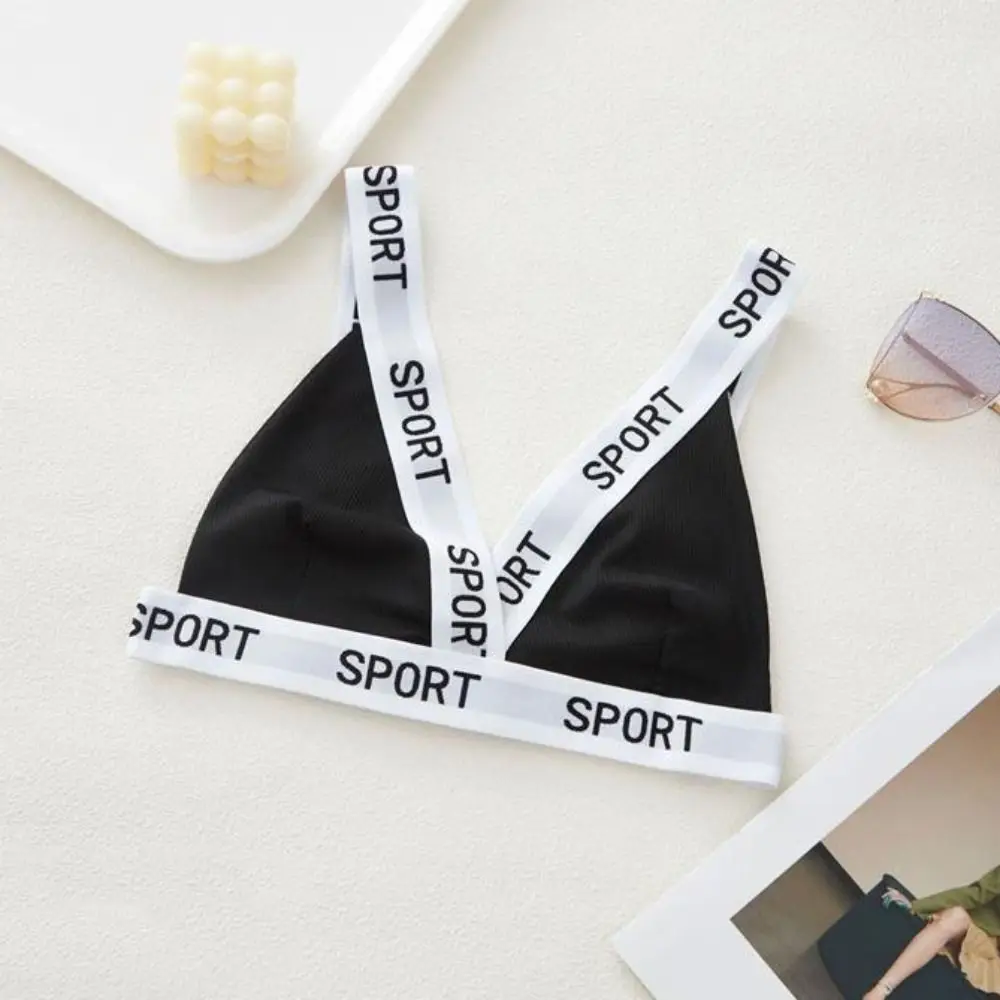 Sweet Letter Wireless Deep V Bra Patchwork Shockproof Women Underwear Lingerie Gathered Breasts Push Up Bras Gifts