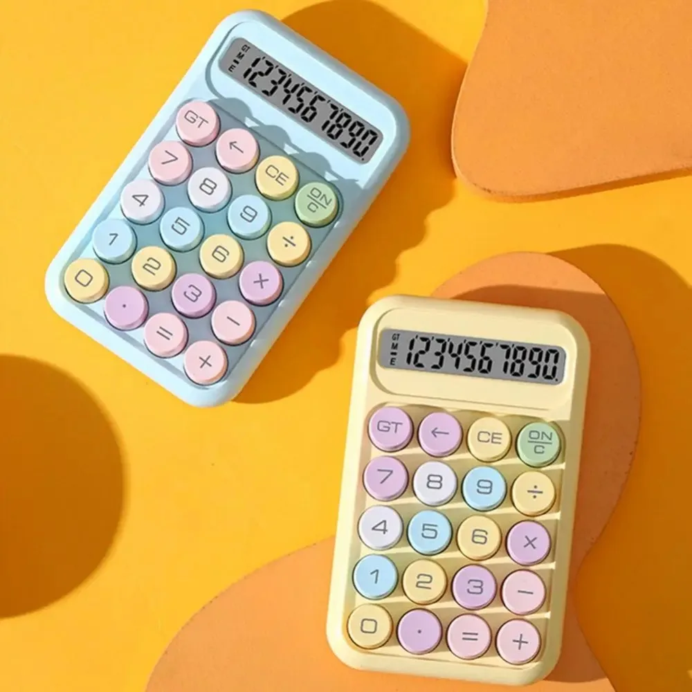 Mechanical Keyboard Candy Color Calculators 10-digits Cartoon Retro Typewriter Calculator Portable Colorful