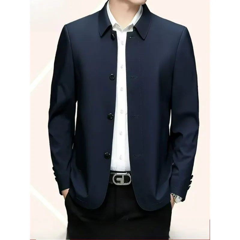 

Mens Jacket Fashion Lapel Commute Office Windproof Zipper Jacket Casual Loose Travel Lightweight Wrinkle Resistant Autumn Coats