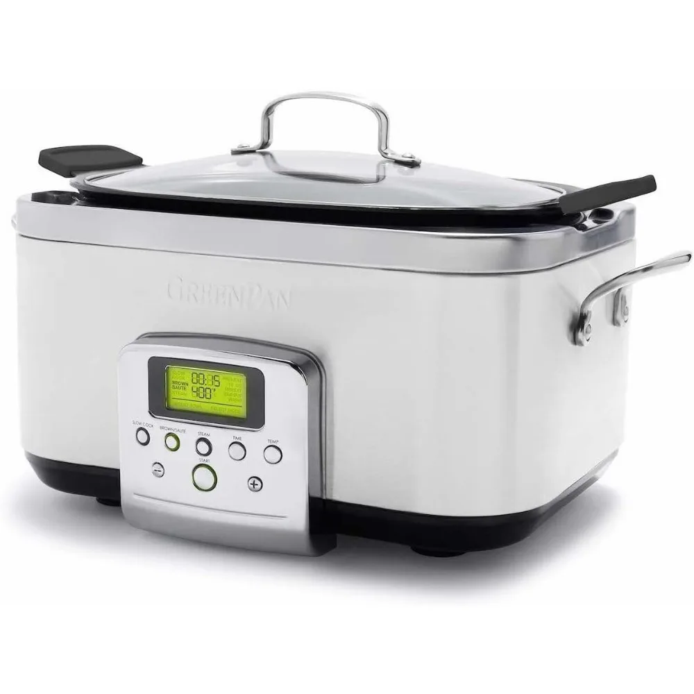 

8-in-1 6QT Programmable Electric Slow Cooker with Dishwasher Safe Lid & Healthy Ceramic Nonstick Multi-Cooker