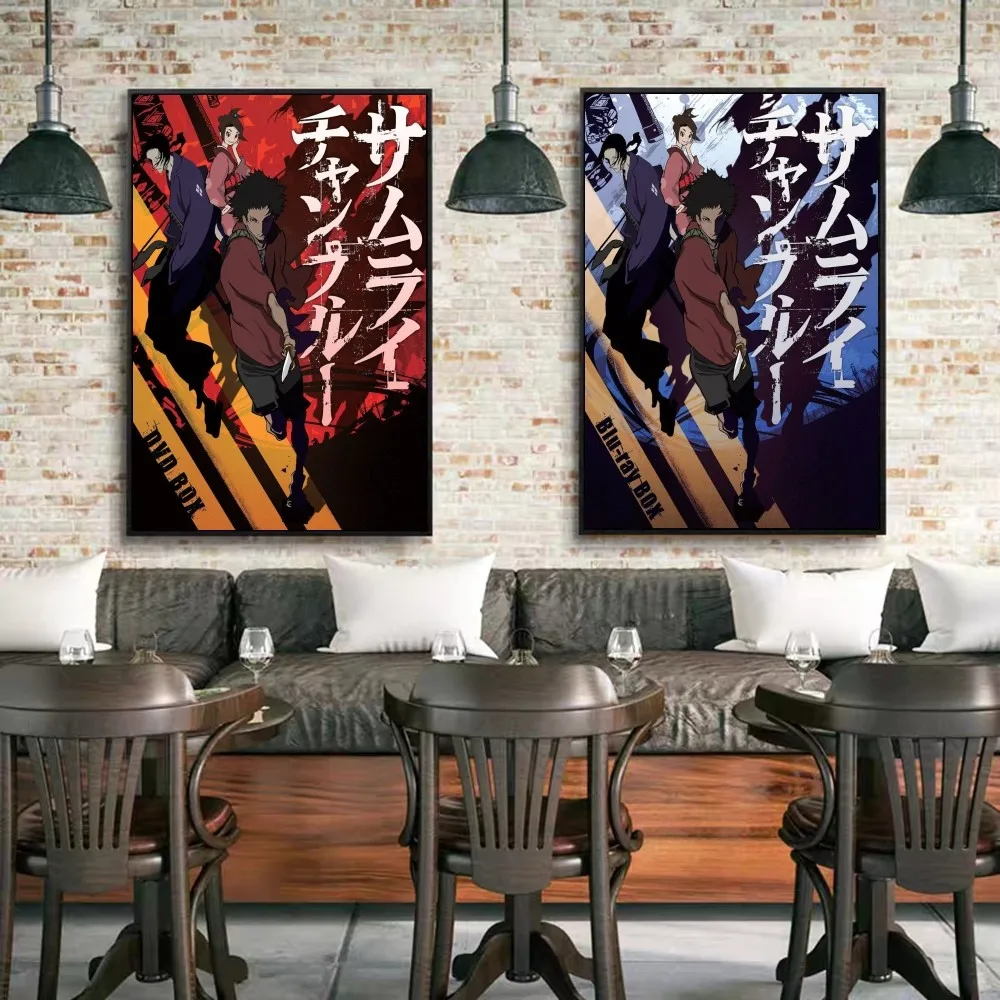 Anime Samurai Champloo Self-adhesive Art Poster Fancy Wall Sticker for Living Room Bar Decoration Vintage Decorative Painting