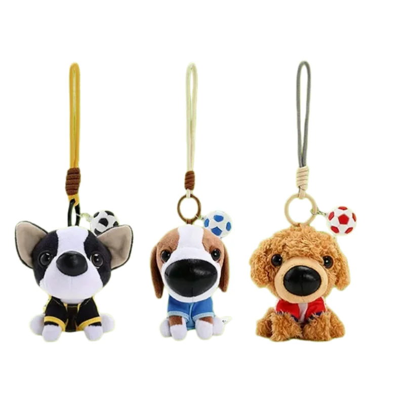 HUGKIS THE DOG Soccer Style Plush Dog Keychain Fuzzy Plush Pendant Bag Charm Backpack Decor Car Key Ring Lovely Animal Accessory view 6