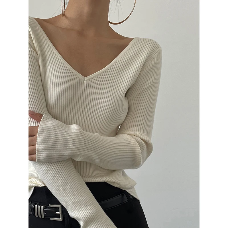 American Hot Girl Sweater Top Women's Zipper Can Wear Long -sleeved Slim -fitting Versatile Thin Wool Tight Jackets on Both Side