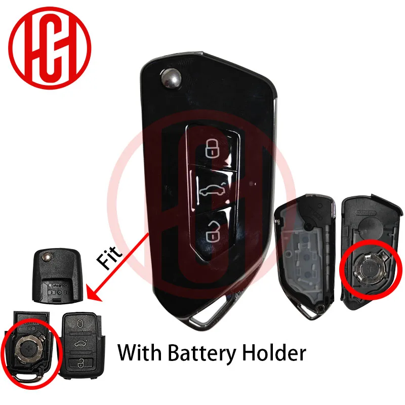 2/3-Tasten Modifizierter Upgrade-Klappschlüssel-Ersatz für VW B5 POLO GOLF Bora Touran Passat DIY Schlüssel-Fernbedienungsgehäuse ohne Logo