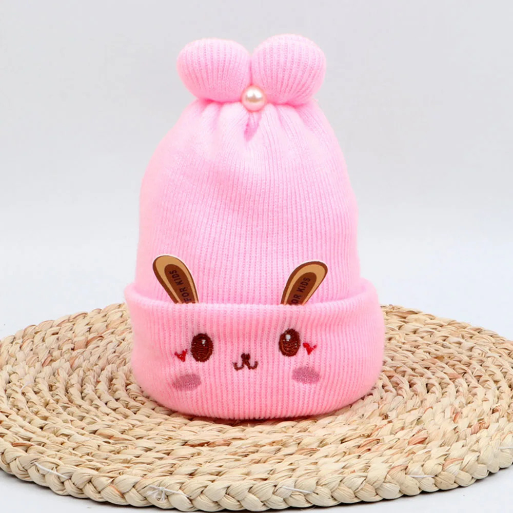 Cotton Newborn Baby Cashmere Fetal Cap Autumn Winter Girl Boy Woolen Hats Cute Bunny Cartoon Warm Caps For Kids 0-9 Month