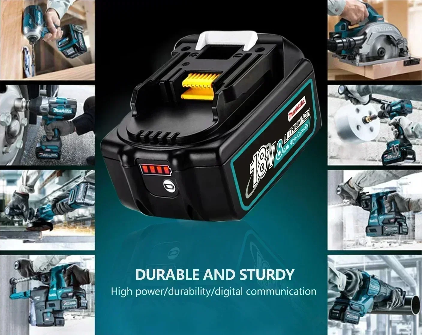 Para batería de iones de litio Makita 100% compatible con herramientas eléctricas Makita 18V DDF487 DTW190 DTD156 DHP485 batería de litio de repuesto 12Ah