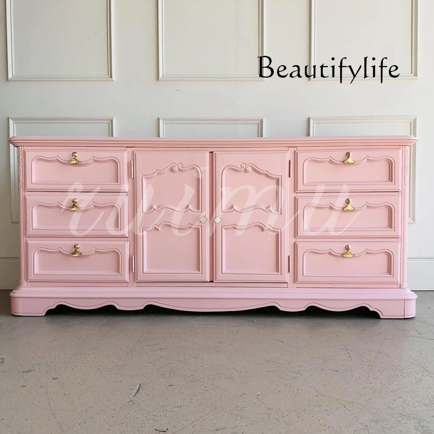 

B French Simple Solid Wood Chest Living Room Designer Home Decoration Cabinet American Retro Bedroom Bedside Cabinet