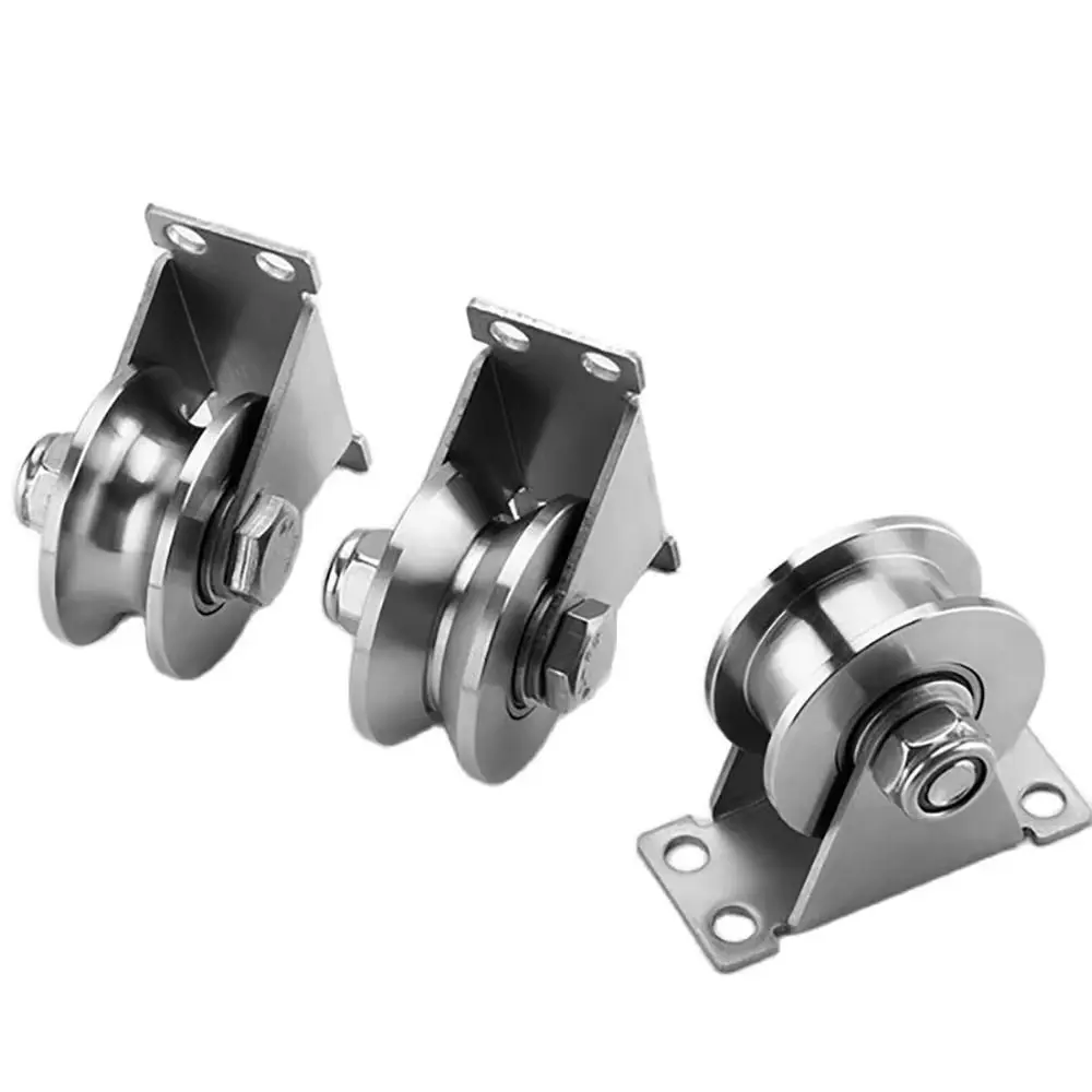 1Pcs Track Wheel Bearing Pulley U/V/H Shaped 304/201 Stainless Steel Sliding Door Rollers 48 Wheel Thickened Rigid Caster