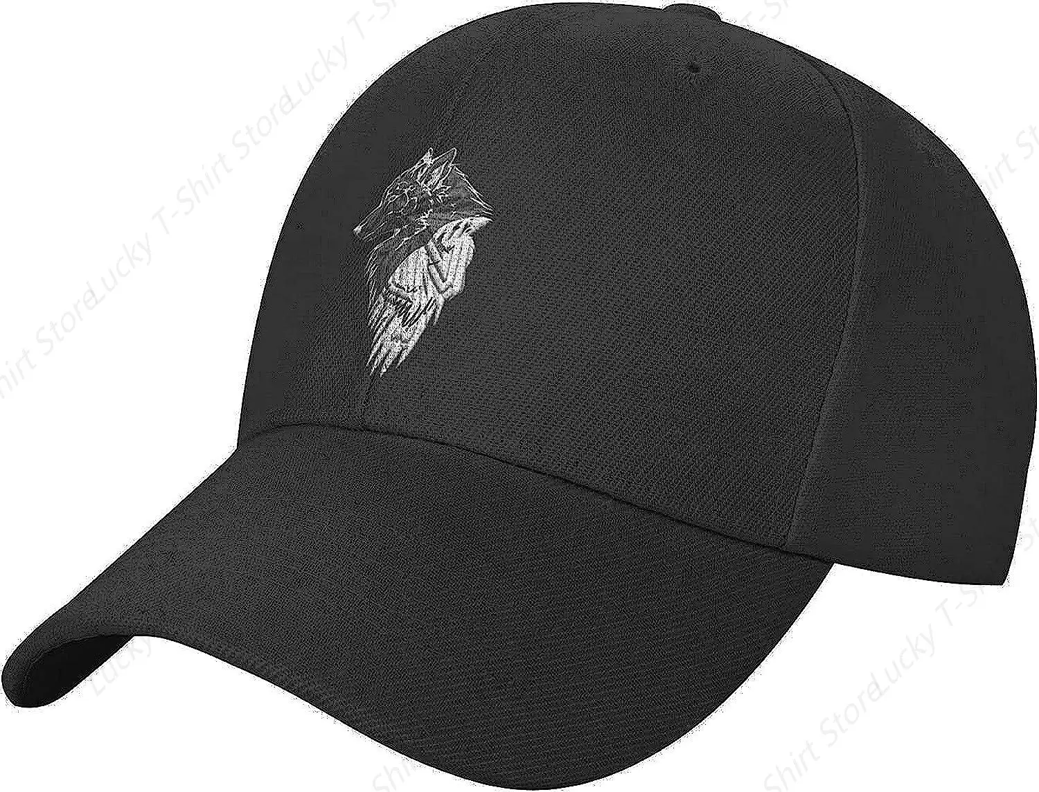 Viking Norse Wolf Raven Baseball Cap Men Women - Dad Hat Adjustable Classic Plain Black