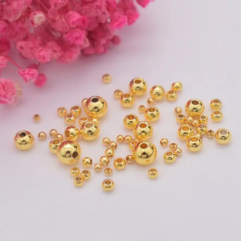 100pcs  Gold Plated Ball Crimp End Beads,Crimps Beads,2mm 2.5mm 3mm Stopper Spacer Beads For DIY Jewelry Making Supplies