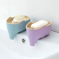 Soap Box NEW Double Layer Creative Cute Elephant Bathroom Accessories Home Decorative Children Students Waterproof Drain Rack