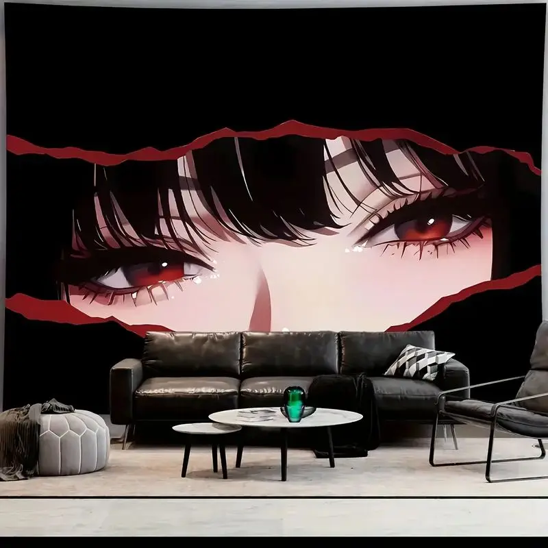 VIKAMA Japanese Anime Girl Eyes Wall Tapestry Manga Art Backdrop Polyester Wall Hanging Bedroom Dorm Living Room Gothic Decor