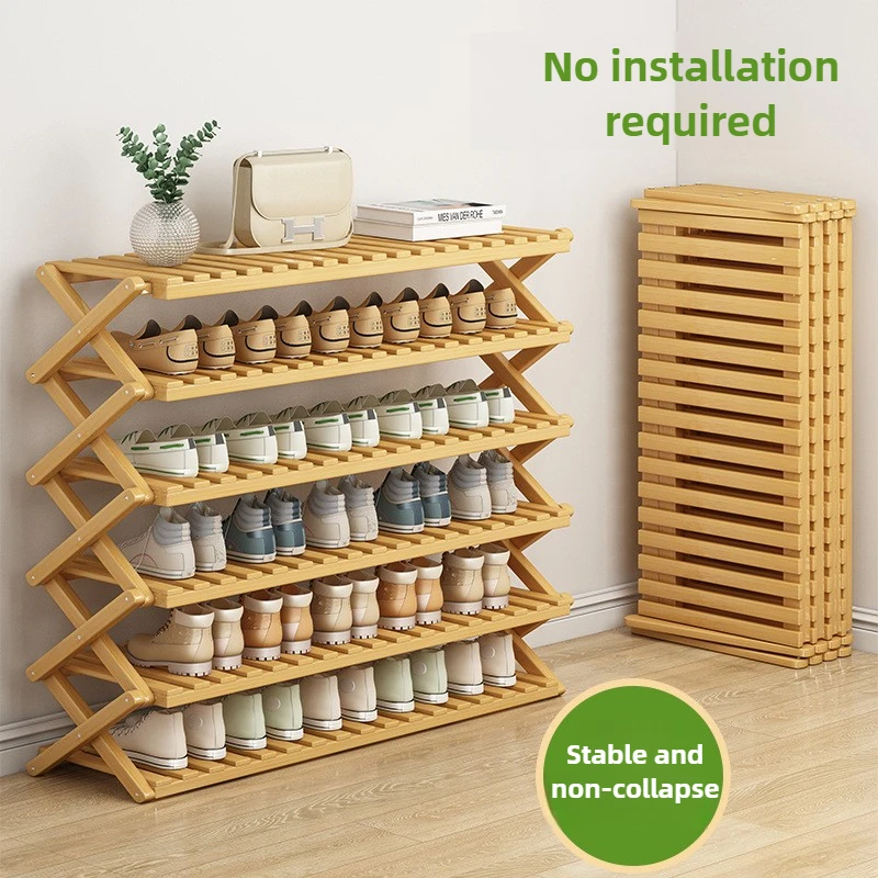 

Portable Folding Shoe Rack, Required Space Saving Shoe Shelf for Dormitory Apartment Rental, Multi-Tier Shoe Organizer Storage
