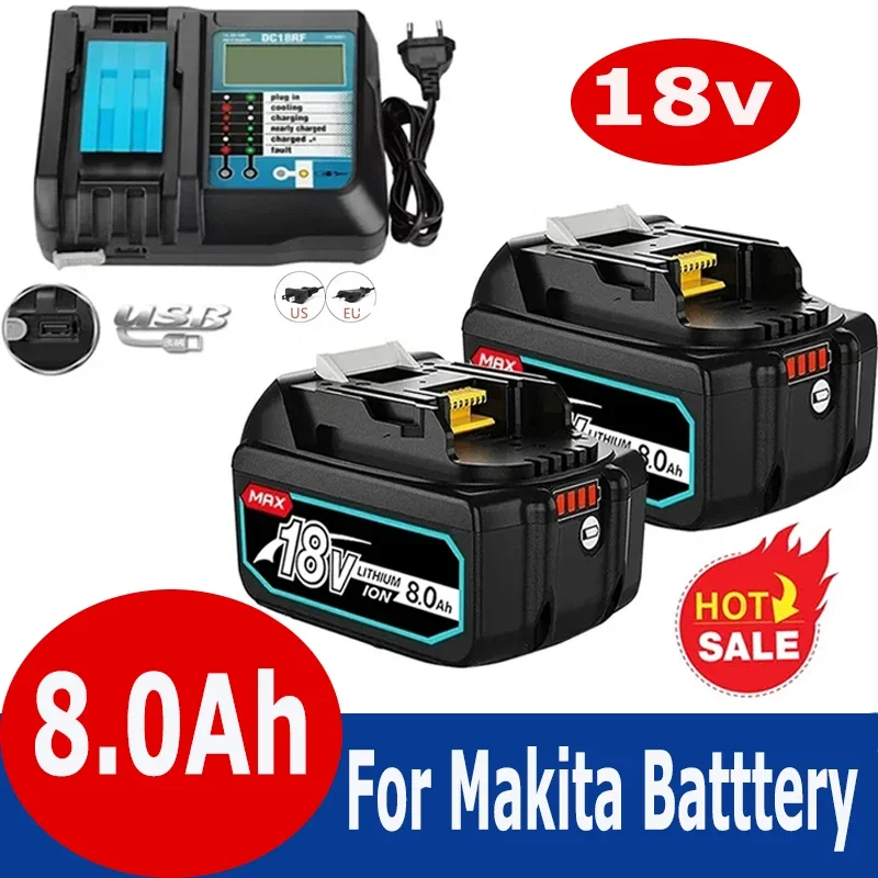 Genuine With Charger BL1860 Rechargeable Battery 18V 8000mAh Lithium Ion for Makita 18v Battery 8Ah BL1850 BL1880 BL1860B LXT400