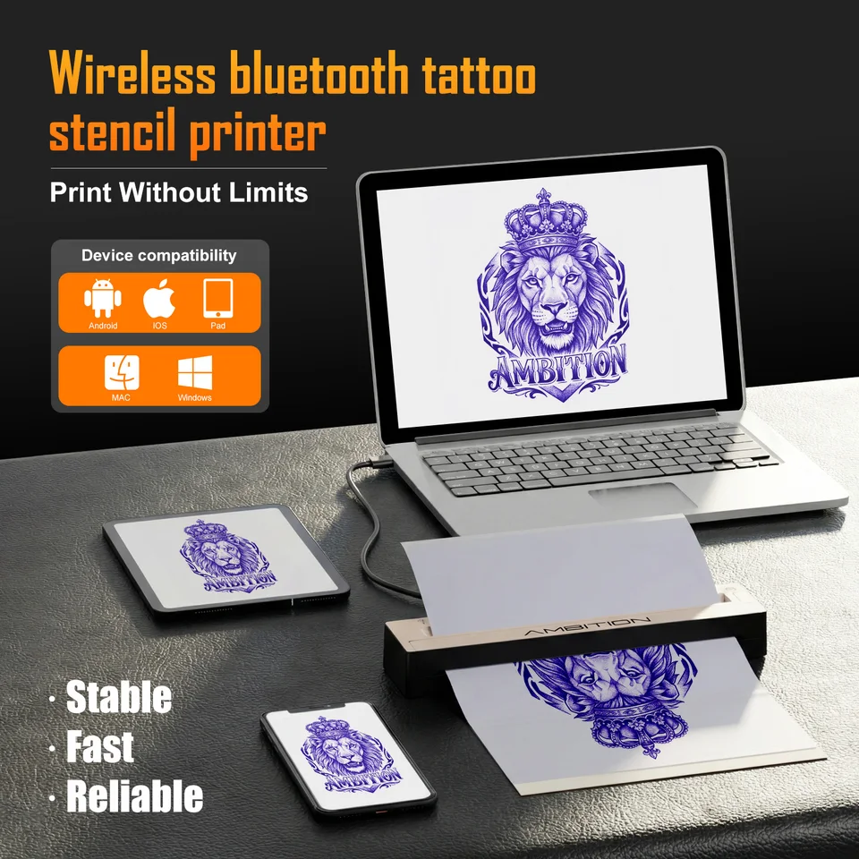 Ambition Wireless Portable Thermal Tattoo Printer Inkless Transfer