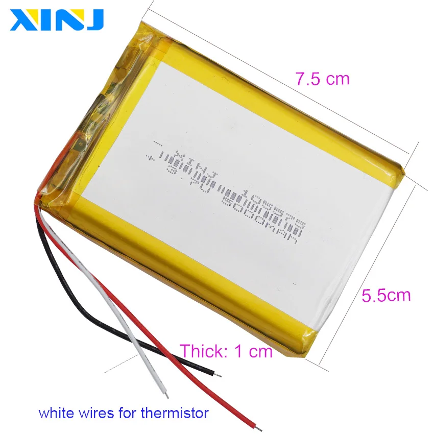 3.7V 5000mAh 18,5wh Li-polimerowy i bateria Lipo NTC 3-przewodowy termistor do moc GPS banku e-book PAD MID PSP DIY Tablet PC 105575