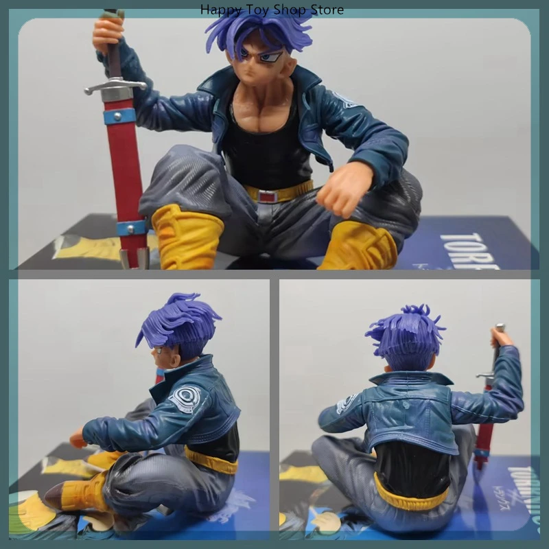 14cm Dragon Ball Torankusu Sitting Position Super Saiyan Anime Figure Model Statue Collection Desktop Decoration Ornament Toys