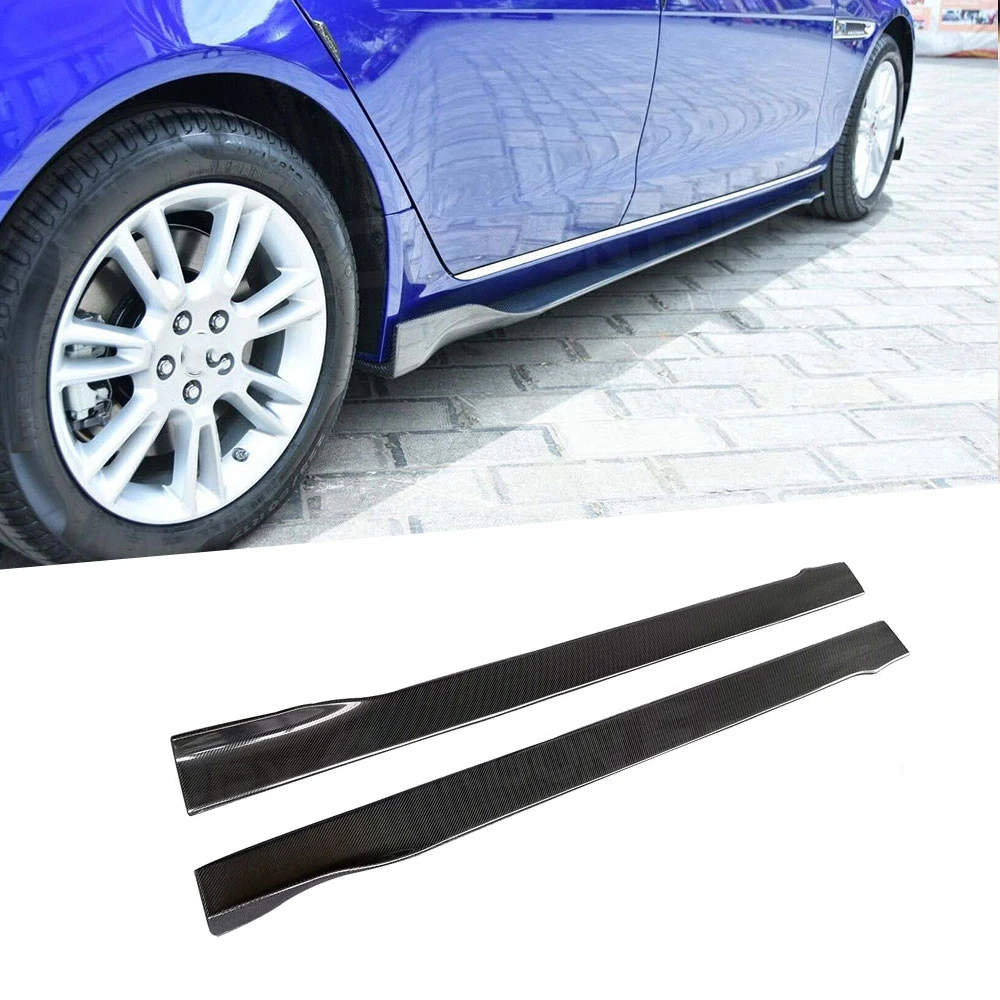 2Pcs/Set Carbon Fiber Car Side Skirts Extension Lip Apron Body Kits For Jaguar XEL Sedan 4 Door Car Styling