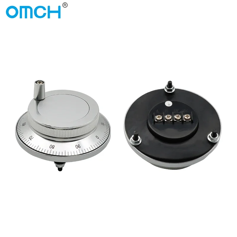 OMCH Handwheel Pulse Encoder 60 มม.80 มม.100 P/R NPN แรงดันไฟฟ้ากว้างวงจรป้องกันป้องกันป้องกันการเชื่อมต่อเท็จ Current Overloads