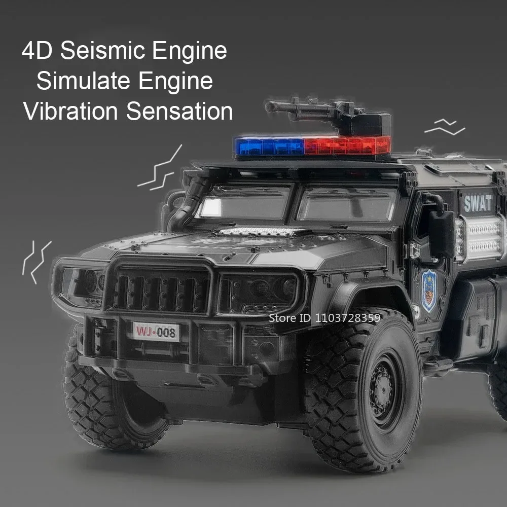 1:32 합금 장갑차 모델 장난감 금속 다이캐스트 세이버투스 장갑차 사운드 라이트 도어 열림 소년 선물용 뒤로 당겨