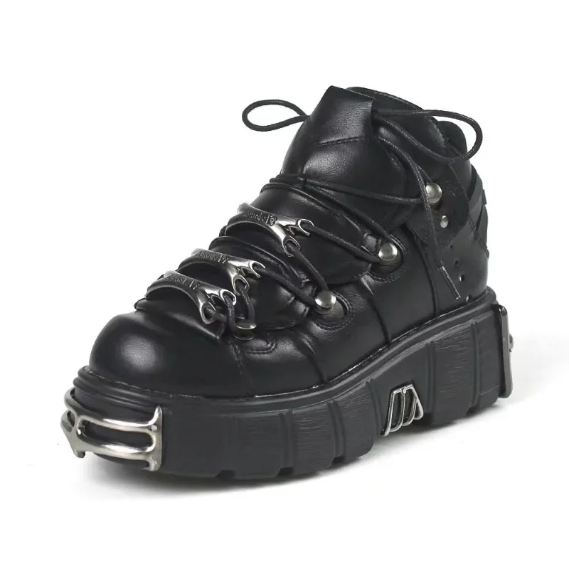 

Punk Goth Style High-Grade Leather Women's Small Heightened Millennium Hot Girl Heavy Metal Platform Shoes 36-44