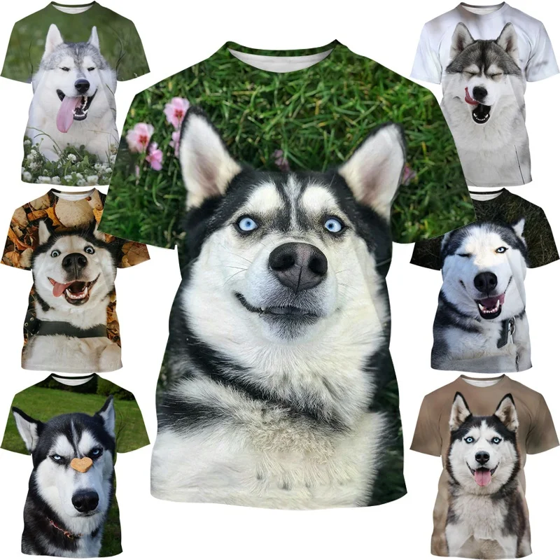 

New Husky Dog 3d Printing Men Ladies Kids Funny Casual T Shirts Funny Pet Animals Breathable Lightweight Summer Tops