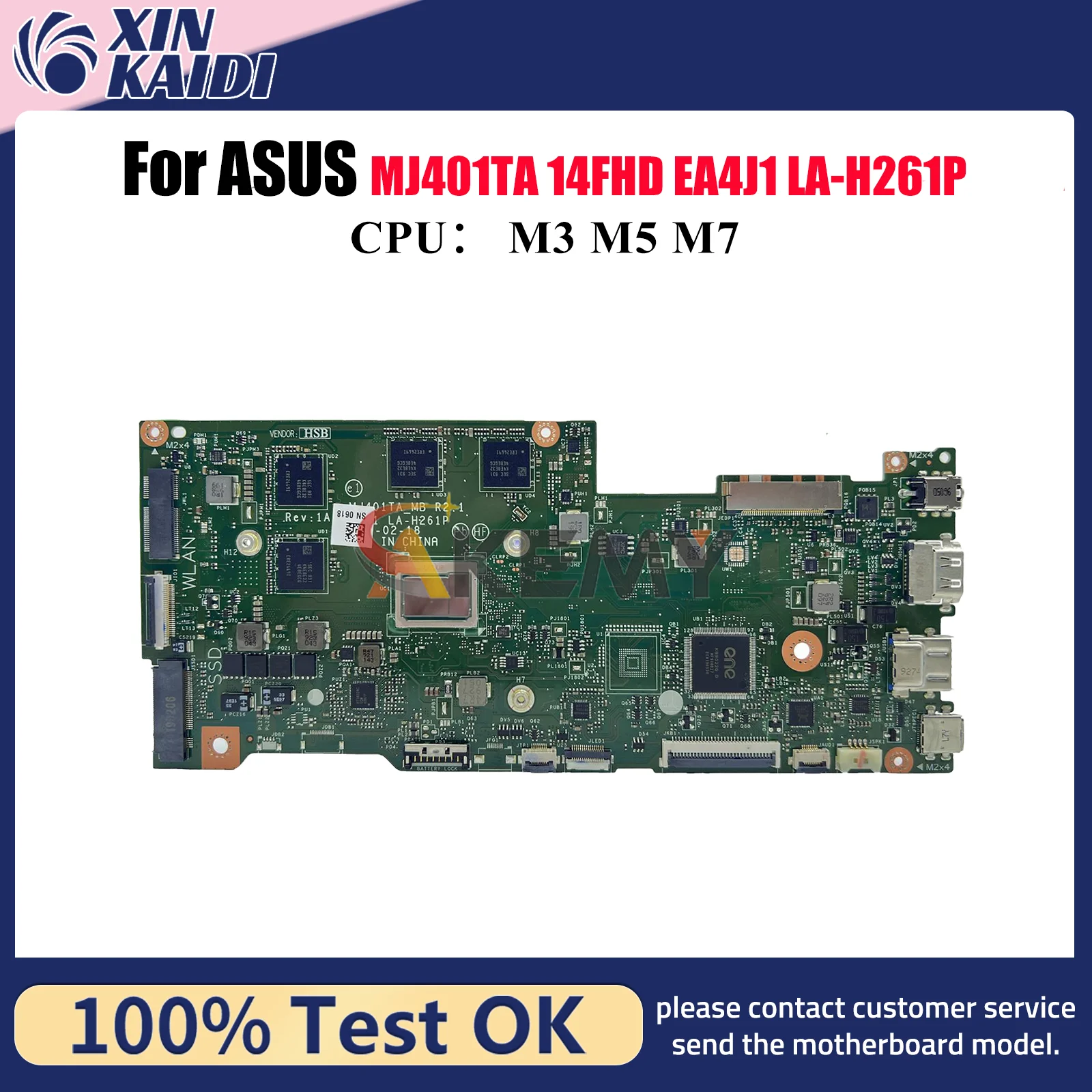 

MJ401TA Материнская плата для ноутбука ASUS VivoBook EA4J1 MJ401T LA-H261P MJ401TA 14FHD Материнская плата с процессором M3 M5 M7 100% тест OK stk