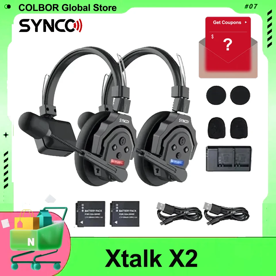 SYNCO Xtalk Xtalk X2 Беспроводная система внутренней связи 2,4 ГГц Коммуникационная гарнитура с аккумулятором Беспроводной микрофон для студии