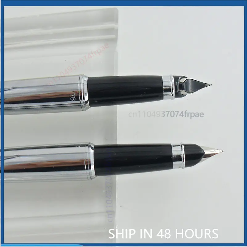 NOS For Hero General Factory 76 Polished Chrome Fountain Pen Semi Open Nib Ink Converter Compatible Vintage Iridium Pen（2pcs）